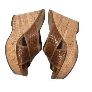 Cork platform leather woven sandals by Via Spiga 8.5